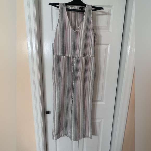 Drew Drawstring Linen Striped Jumpsuit Size S - Picture 1 of 12